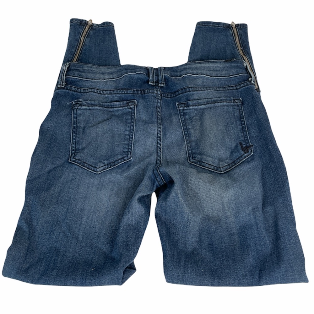 Bebe Clean Zip Moto Skinny Jeans, Blue, 28 - Picture 5 of 8